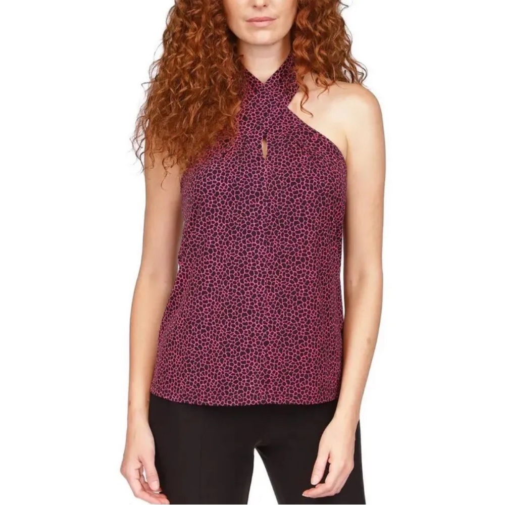 MICHAEL Michael Kors Womens Purple Animal Halter Top Shirt XL